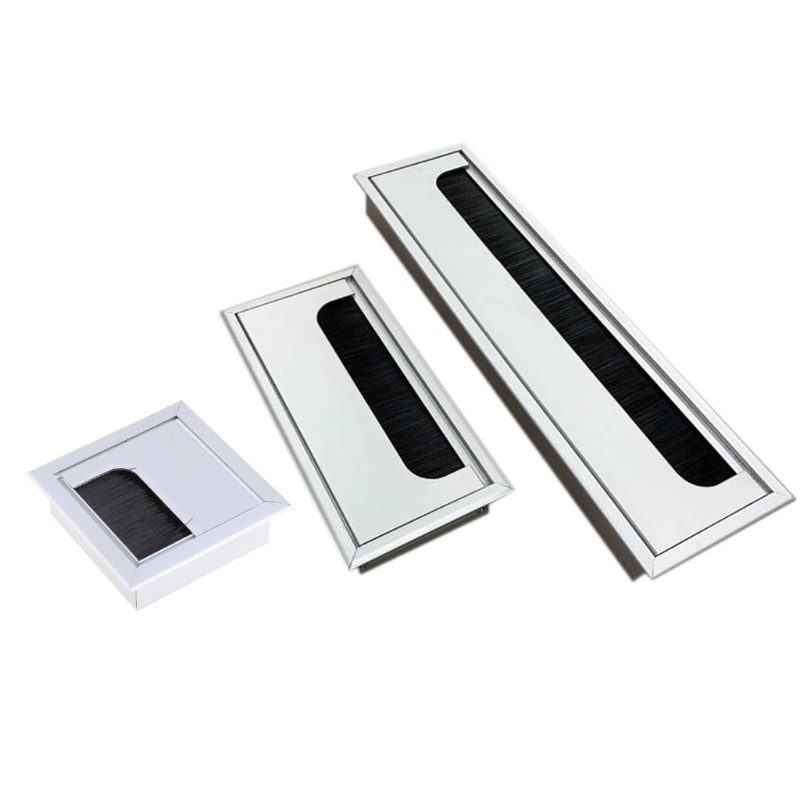 Aluminium Square Rectangle Desk Computer Wire Cable Outlet Insert Hole Cover