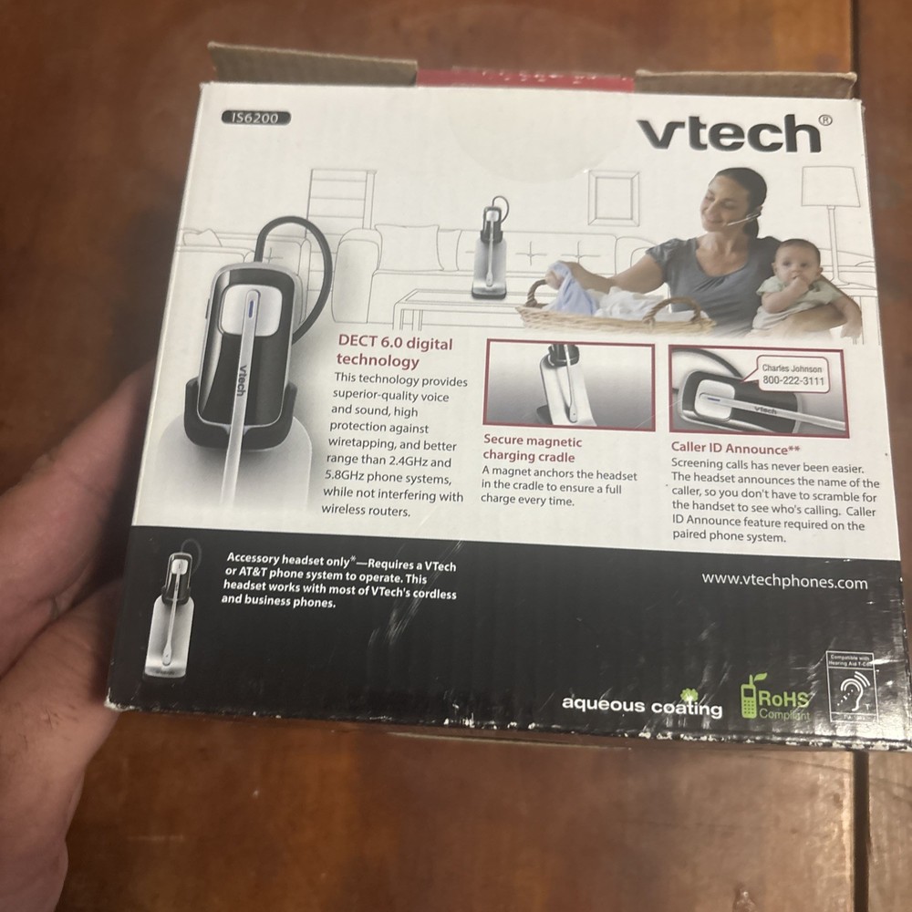 VTech IS6200 DECT 6.0 Accessory Cordless Headset Silver/Black 500 ft range