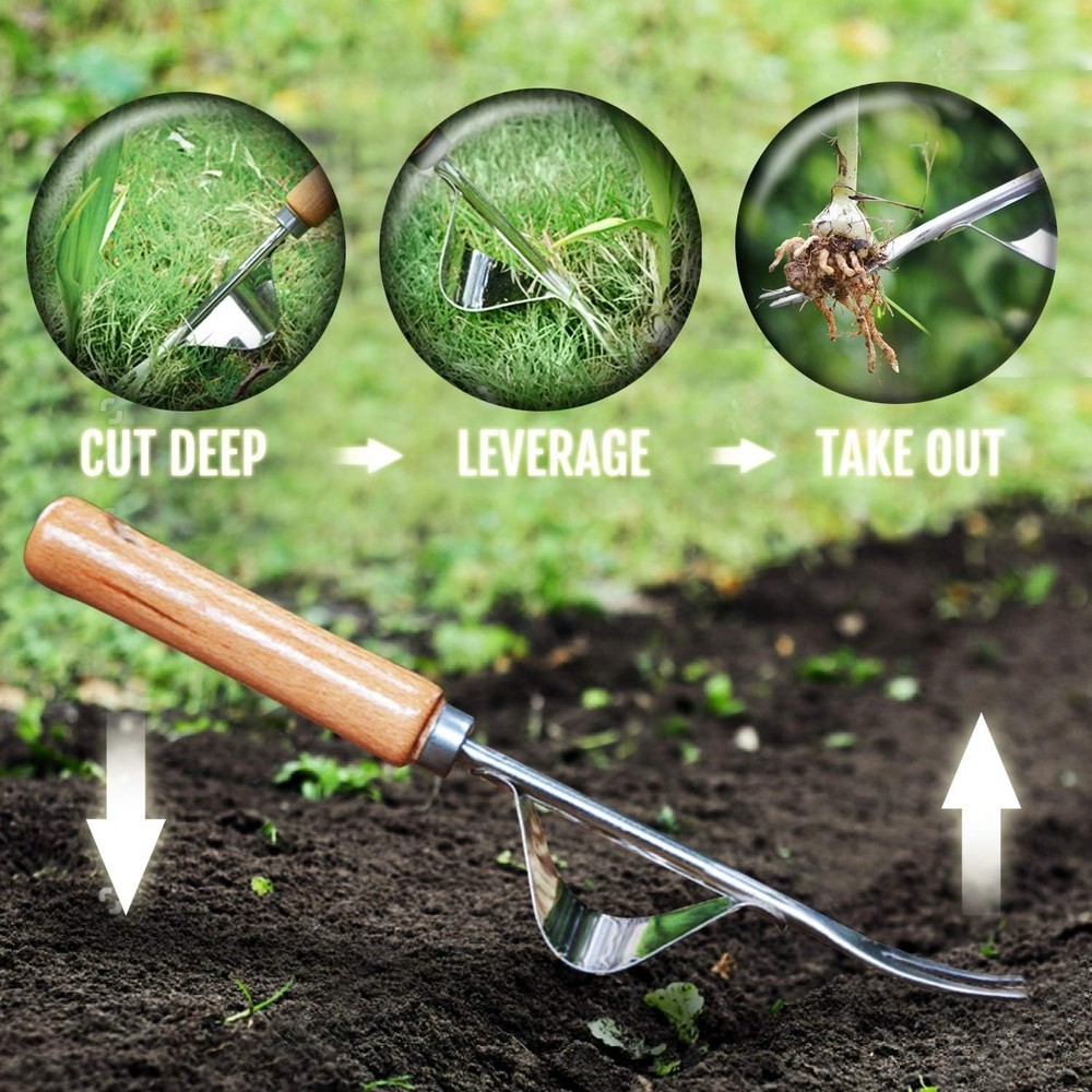 Compact Chrome Steel Hand Weeder - Innovative V-Shape for Deep Digging
