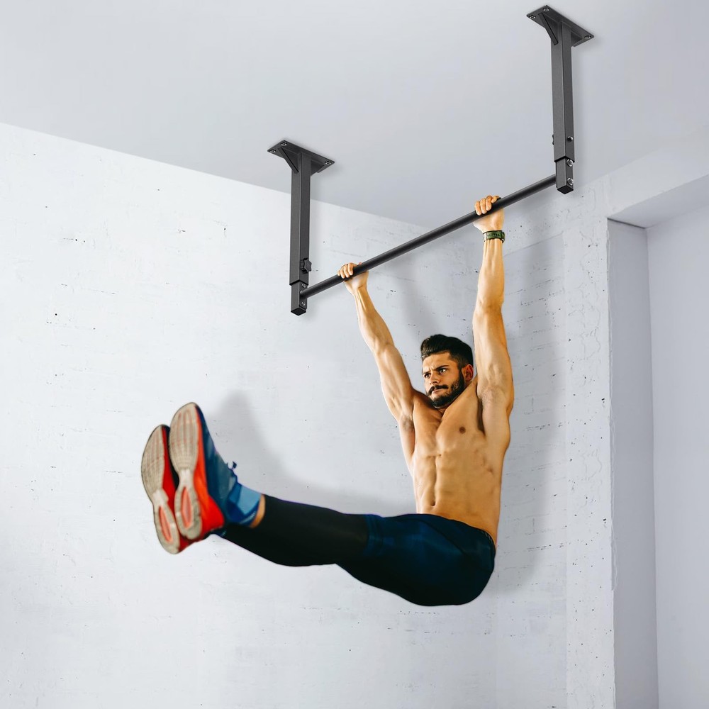 48" Heavy Duty Ceiling Mount Pull Up Bar - Adjustable Height, Easy Install