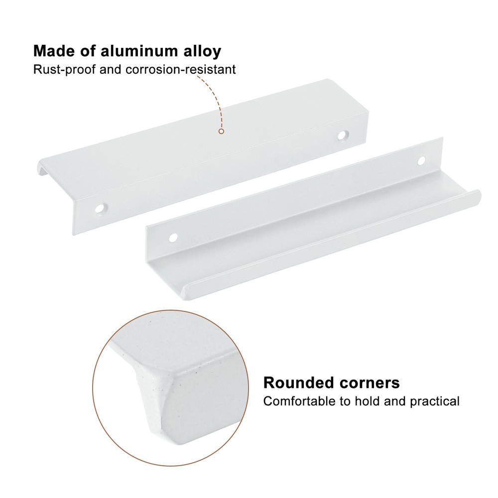 Cabinet Edge Finger Pull, 6pcs 150mm / 5.91" Hidden Cabinet Pulls, White