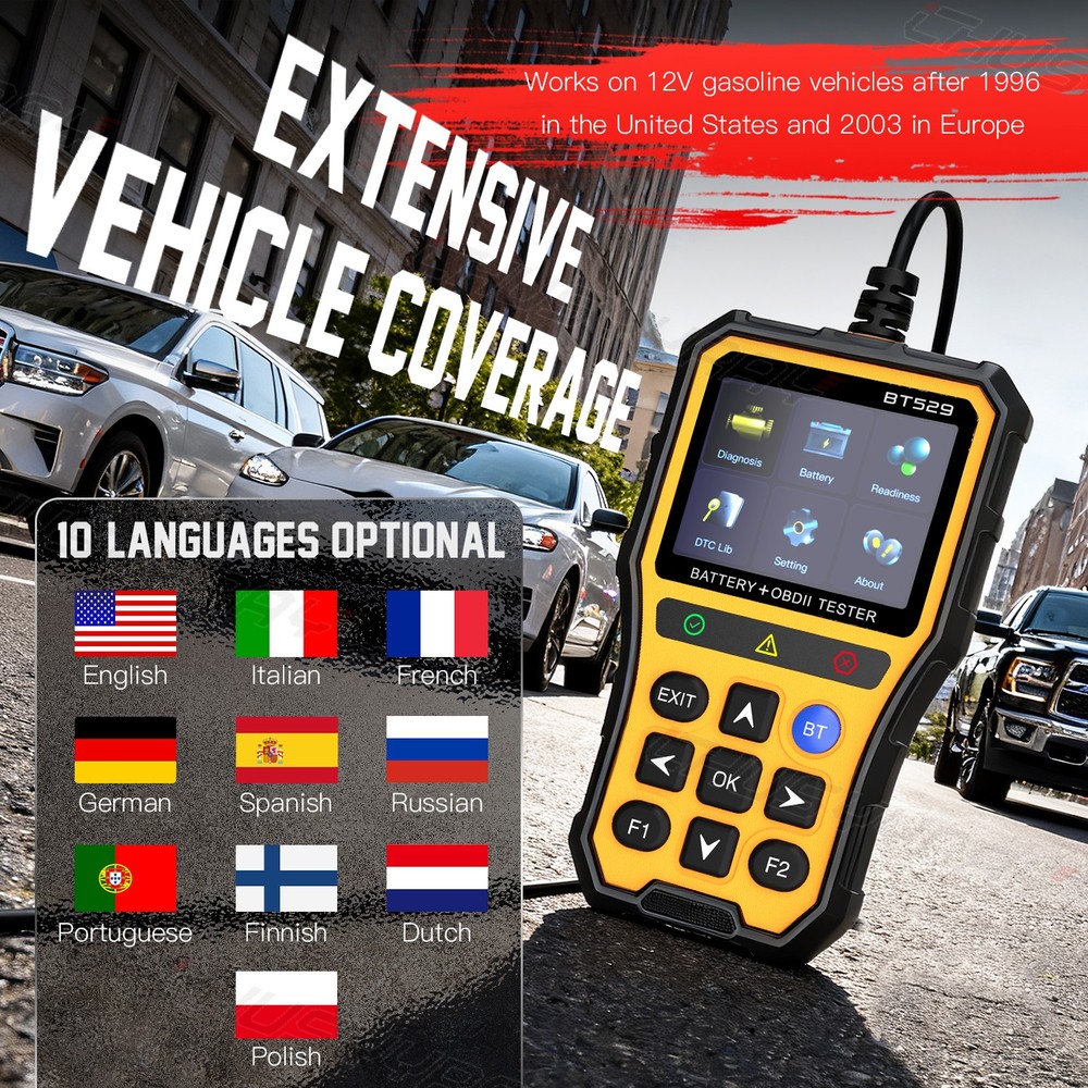 BT529 OBD2 Scanner OBD Code Reader Car Diagnostic Tool Check Engine Fault