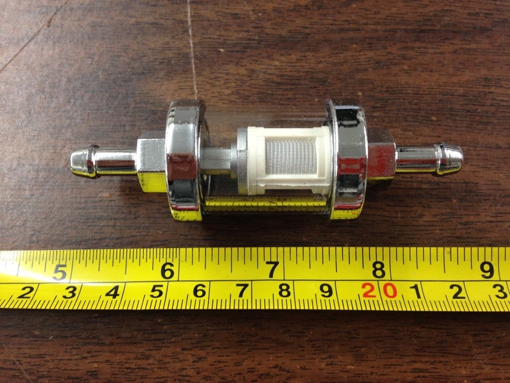 CLEAR GLASS FUEL FILTER CHROME FOR 1/4" LINE