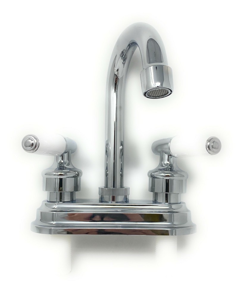 RV Mobile Motor Home Bathroom Basin Sink Faucet Plastic Chrome Finish 4" Center