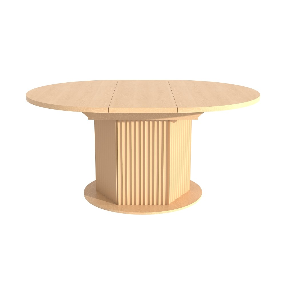 Round Extendable Dining Table for 6 MDF Wooden Kitchen Table with Hexagonal