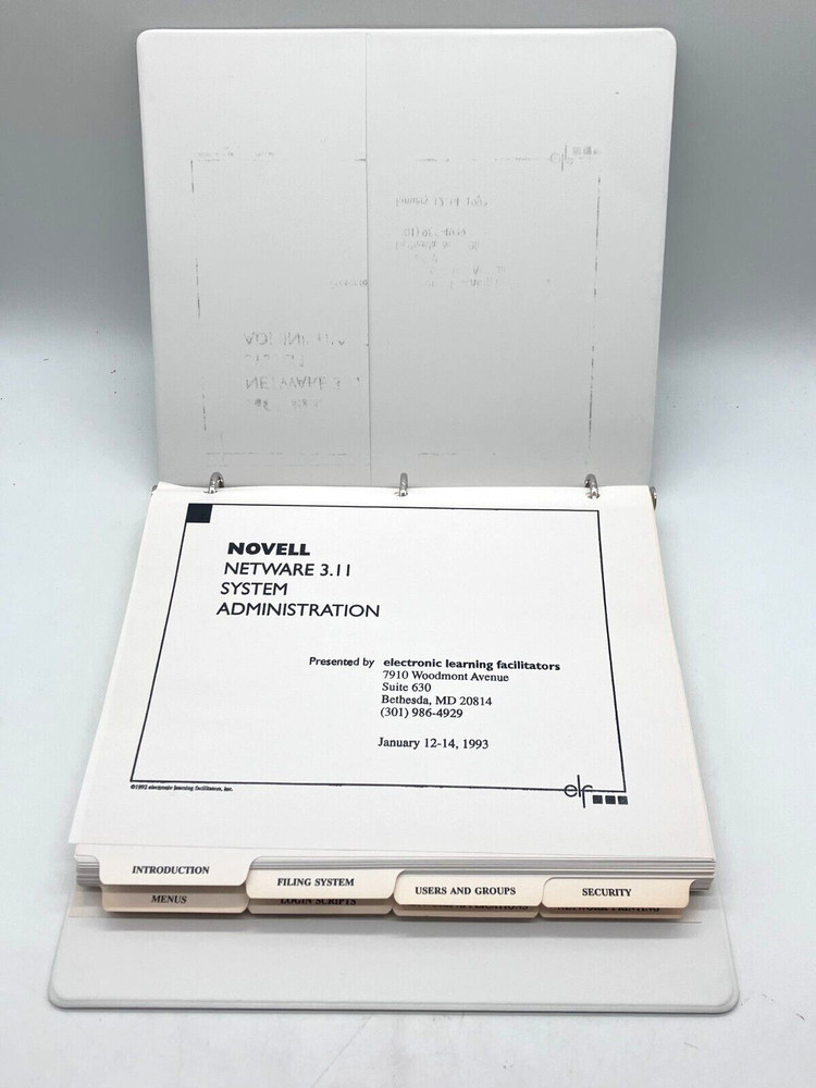 Vintage Novell Netware 3.11 System Administration Informational