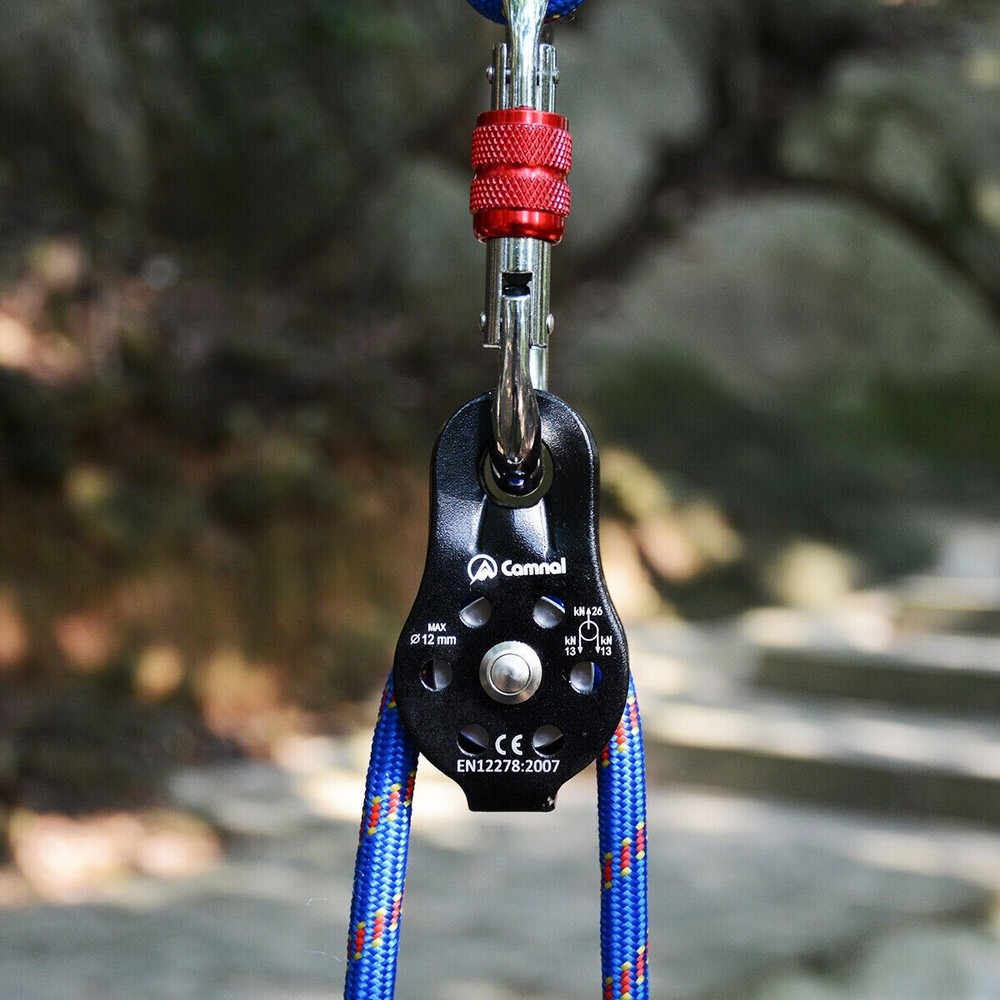 Set Micro Rope Pulley and Oval Locking Carabiner for Hauling Rigging System