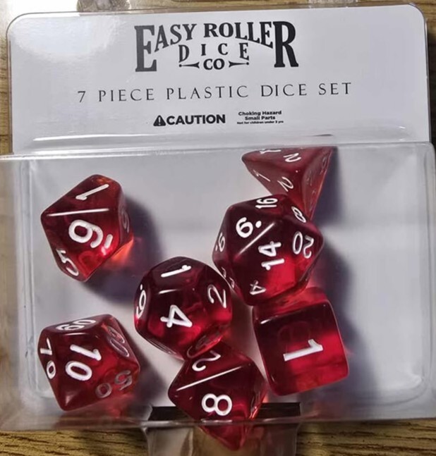 Easy Roller Dice Red Translucent 7 piece set