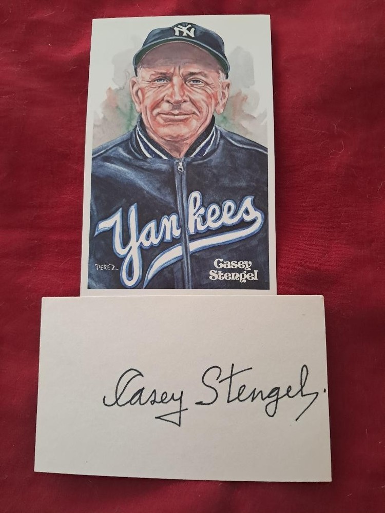 CASEY STENGEL Signed Autographed Signed  Card W/ PEREZ STEELE
