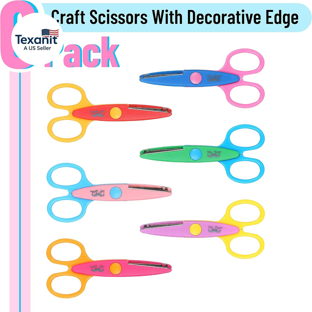 Craft Scissors - Decorative Edge, 6 Pack, Zig Zag, Scrapbooking, Fancy, Pattern,