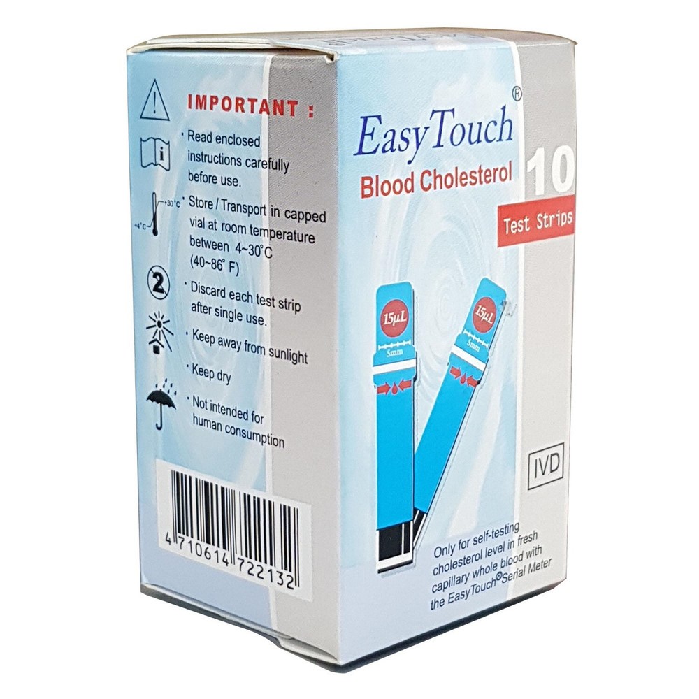 EASY TOUCH Test Strips BLOOD CHOLESTEROL Level Check Self-testing 10 Test Strips