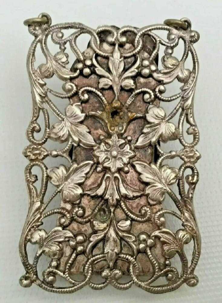 Beautiful Antique Ornate Flora Silver Clip