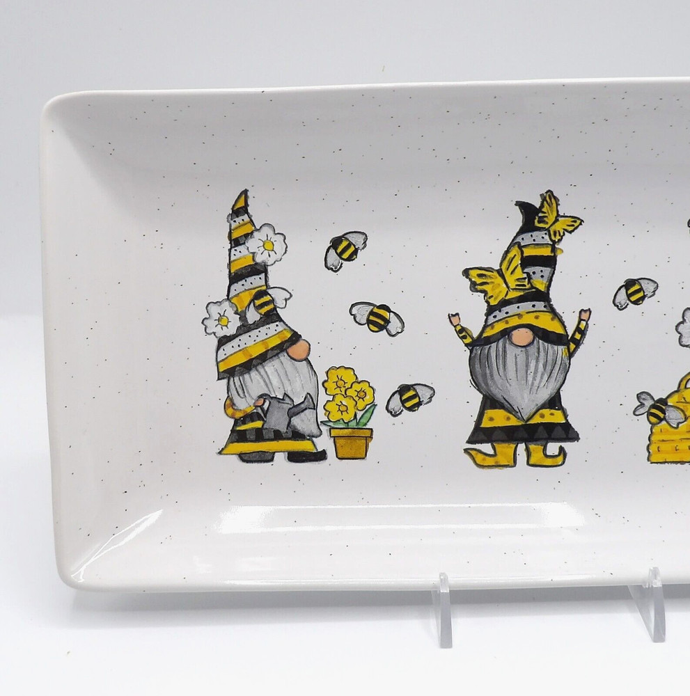 FALL GNOMES RECTANGULAR PLATTER BY HEARTLAND HIVE NEW