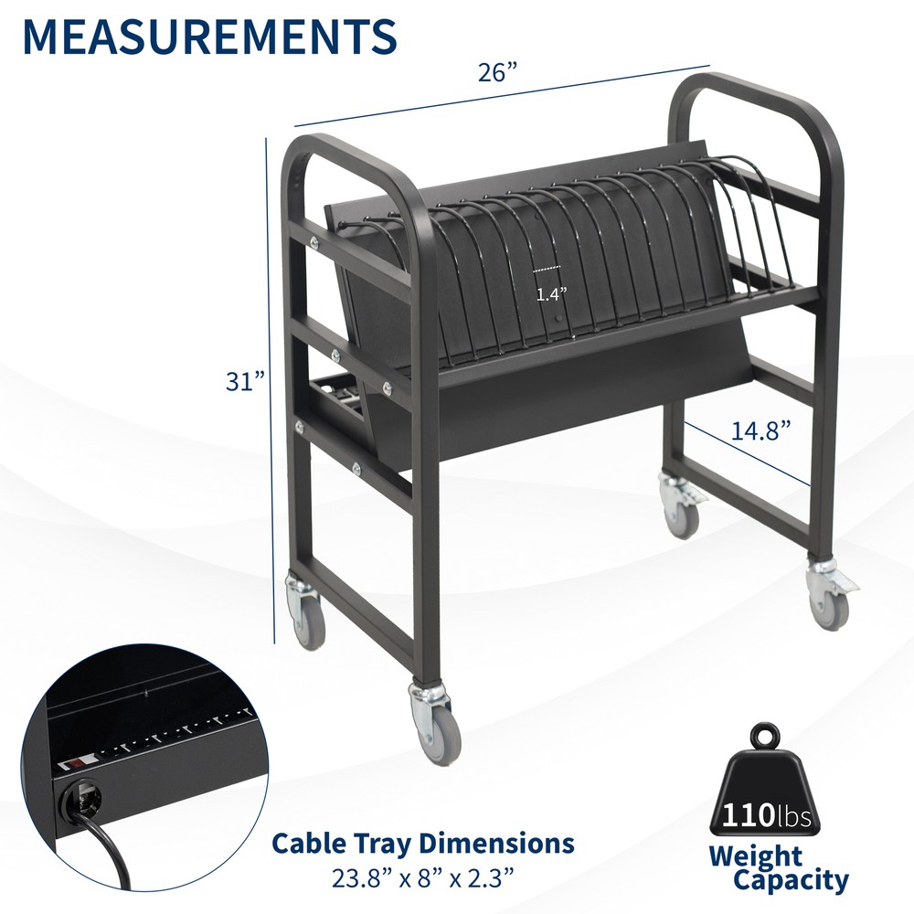 VIVO Black 16-Device Mobile Open Charging Cart