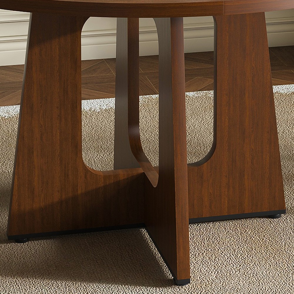 Round Dining Table for 4 - 47 Inch Farmhouse Kitchen Table, MDF Circle Table w