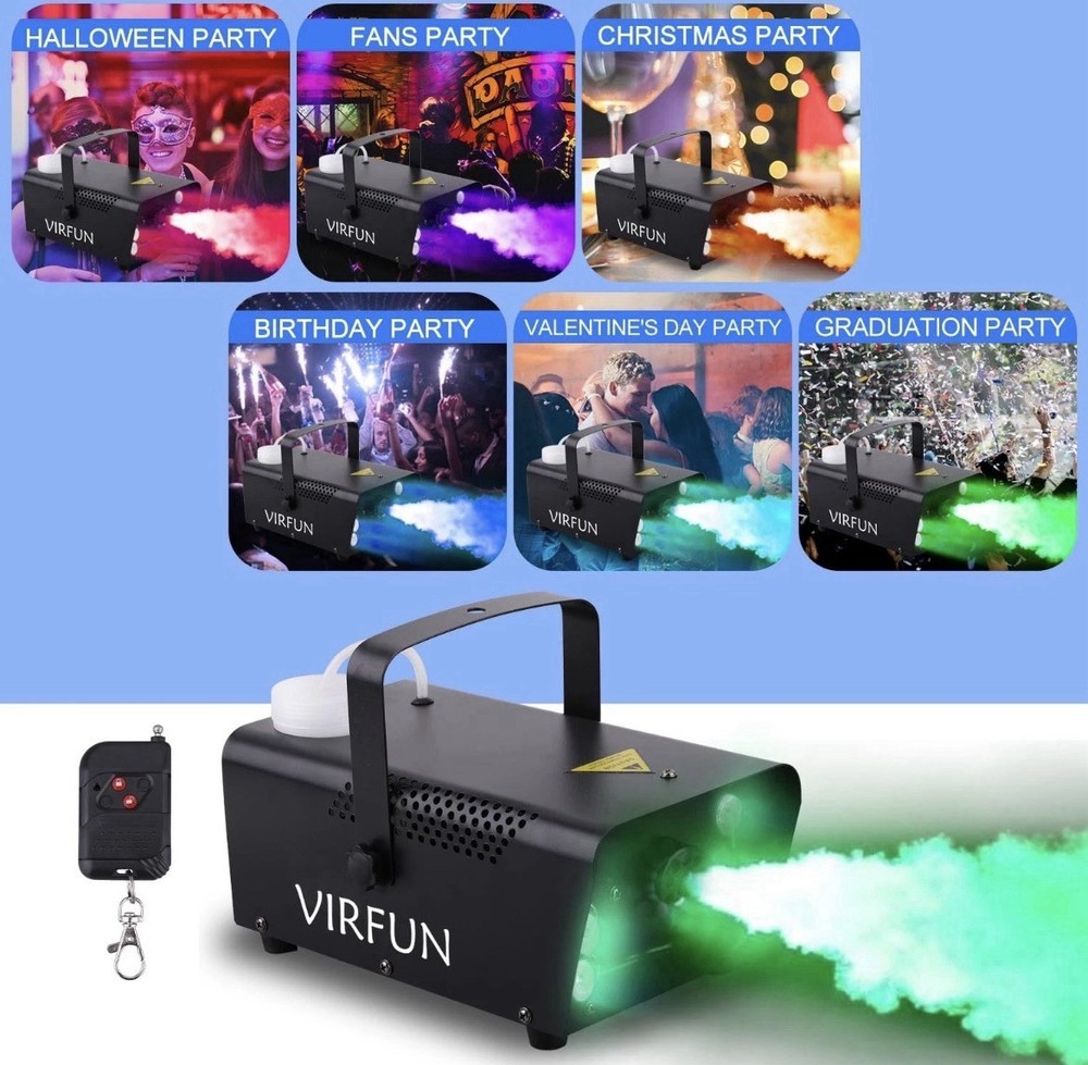 Fog Machine / Remote Control With 6 RGB LED lights