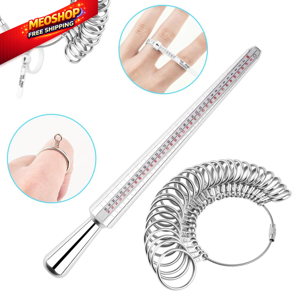 UUBAAR Ring Sizer and Measuring Tool, 5-in-1 Pro Sizing Kit: silver