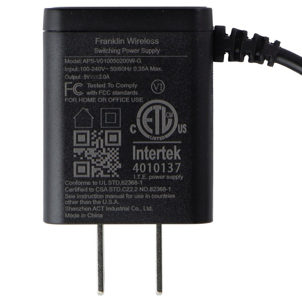 Franklin Wired 5V/2A Corded USB-C Charger - Black