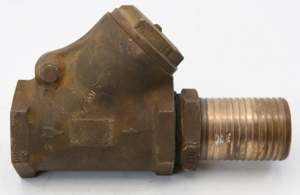 Crane 2" Bronze Swing Check Valve Y Pattern 150S 300CWP w/ Male Barbed Adapter