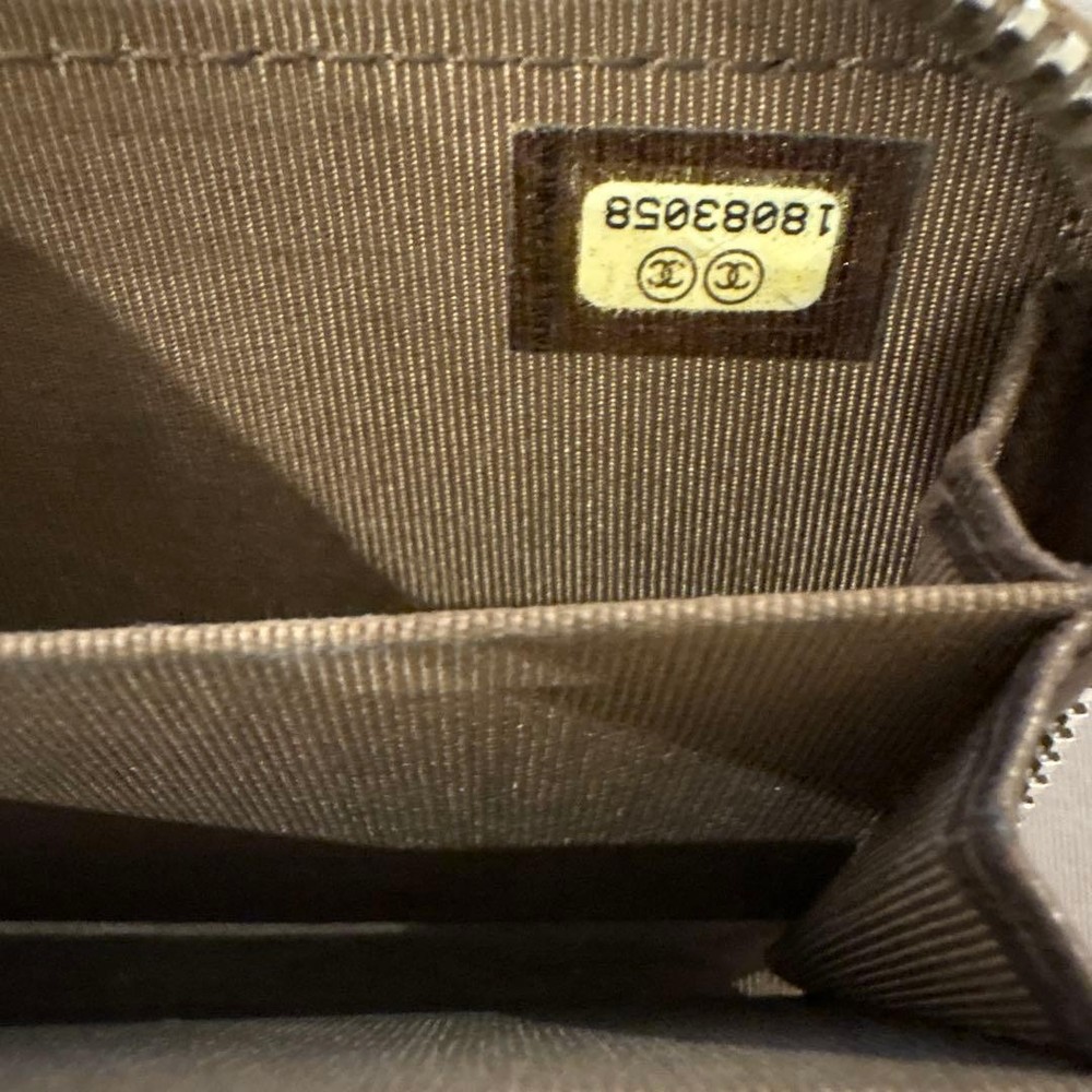 CHANEL Brown Quilted Coin Case