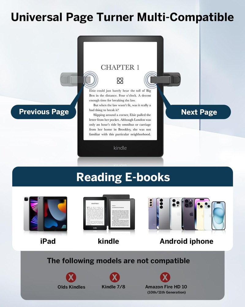 Wireless Kindle Page Turner Remote Control Clip for eReader iPad Tablet