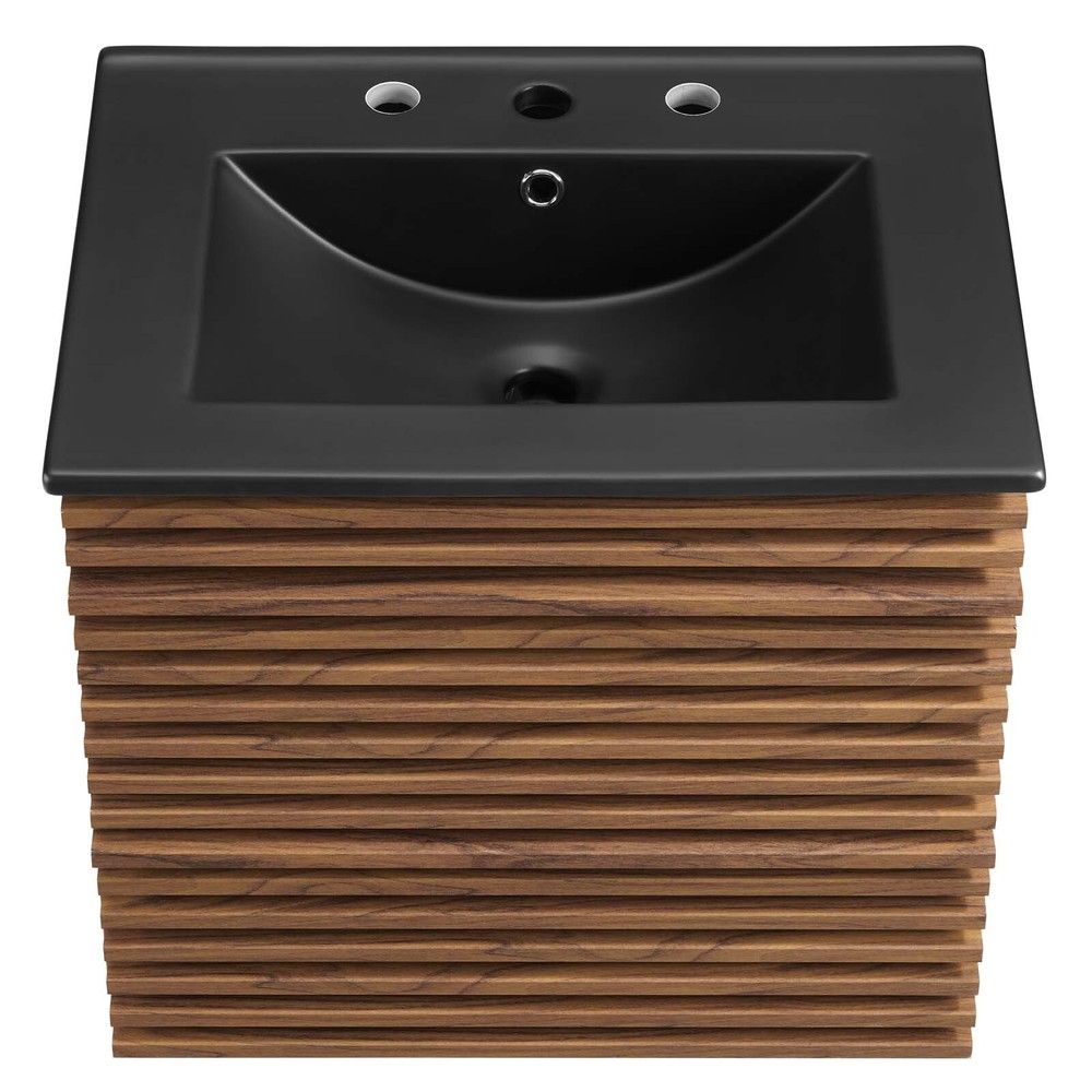 Modway Render 24" Wall-Mount Bathroom Vanity in Walnut Black