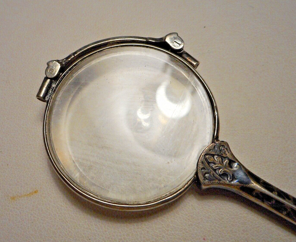 Antique Austrian .935 Silver Niello Decorated Long Handled Lorgnette