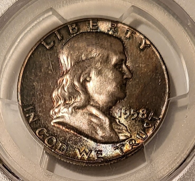 1958 Franklin Half Dollar MS66 PCGS Nicely Toned