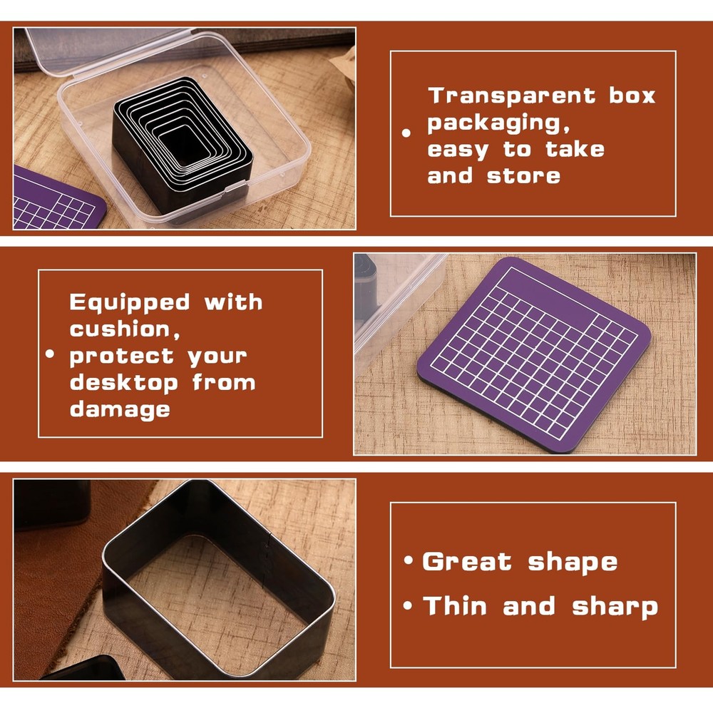 8 Pcs Leather Rectangle Shape Cutter Tool Set, Punching 8 Rectangle, 1