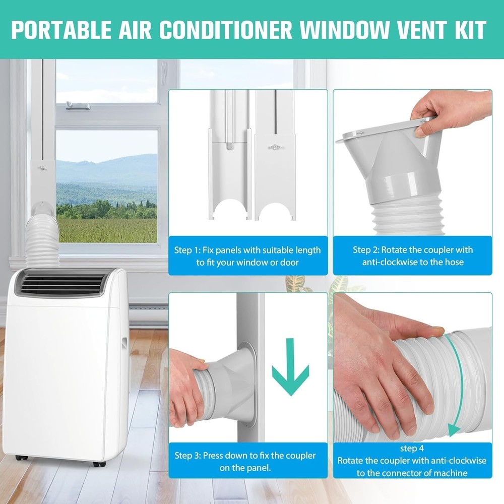 Portable AC Window Vent Kit with 5.9” Exhaust Hose Universal Window Seal Kit