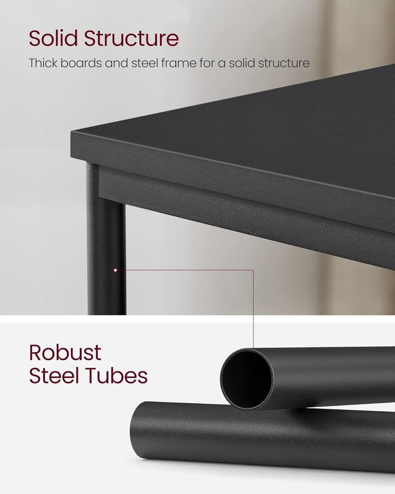 Minimalist Black End Table with Steel Frame, 44 lb Capacity