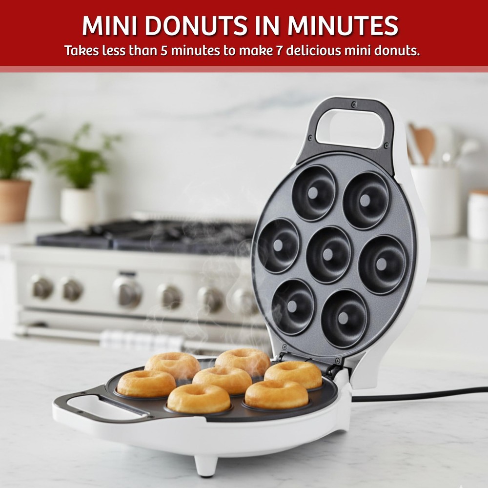 Mini Donut Maker, Durable, Nonstick Easy to Use Mini Baking Machine - Cooks 7...