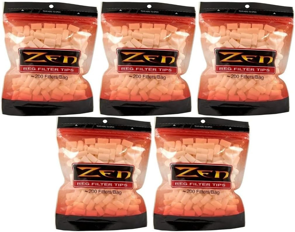 Zen Cigarette Filter Tips Bundle - 5 Bags - 1000 Filter Tips - Regular