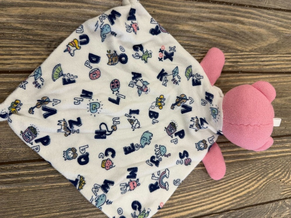 Sleep On It Alphabet Lovey Security Blanket With Pink Bear