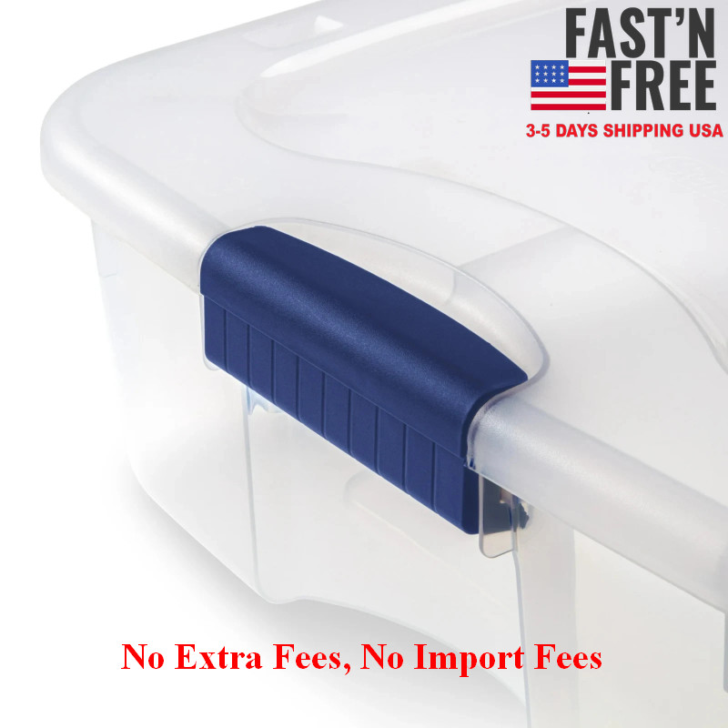 (2 pack) Sterilite Large Storage Bin 66Qt Clear Underbed Storage Container, Blue