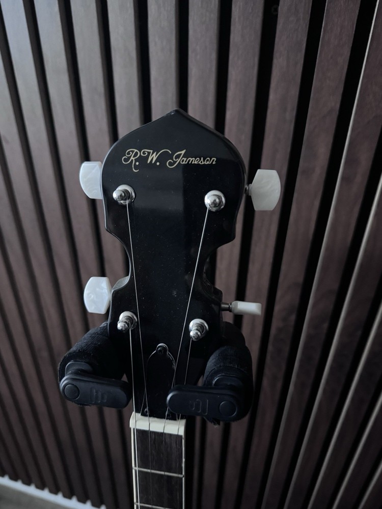 R.W. Jamison 5-String Banjo Remo Banjo Head Black Silver 5 String Banjo