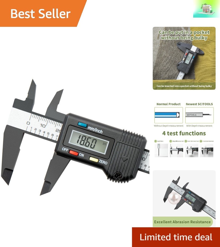 Compact 0-4" Digital Caliper with Inch & Millimeter Conversion for DIY Projects