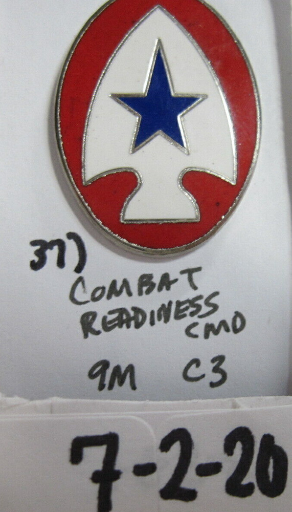Army crest DI dui cb clutchback COMBAT READINESS COMMAND patch type 9m meyer