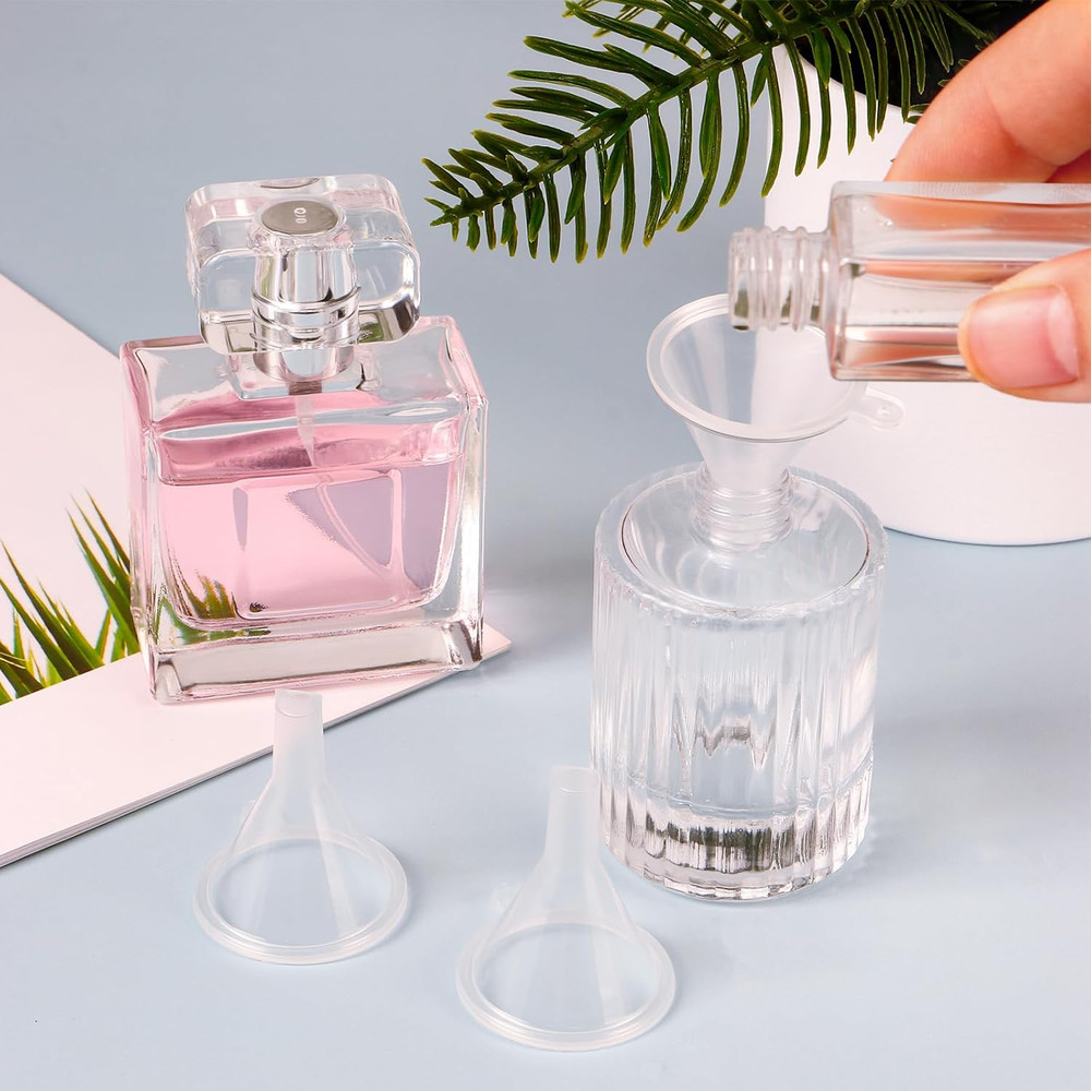 120 Pcs Mini Clear Plastic Funnel, Little Small Funnel Set Kit for Lab Bottles E