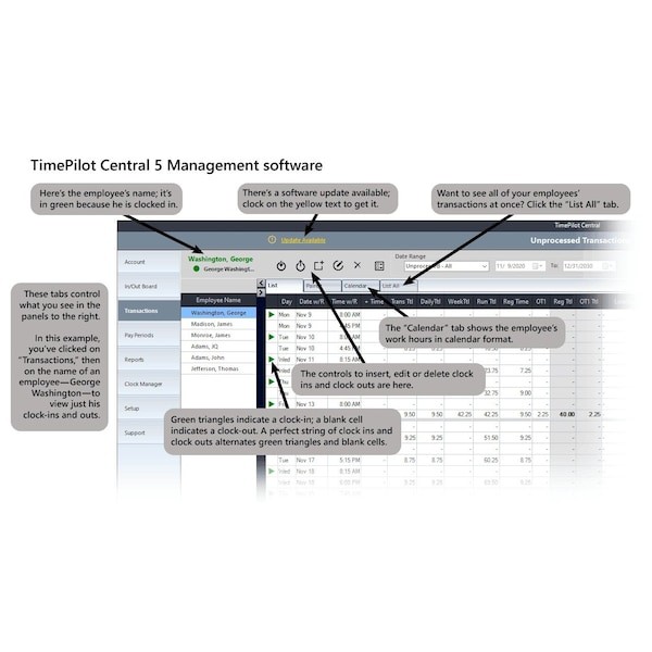 Timepilot 4520 Time Clock System, Electronic, 100/240Vac