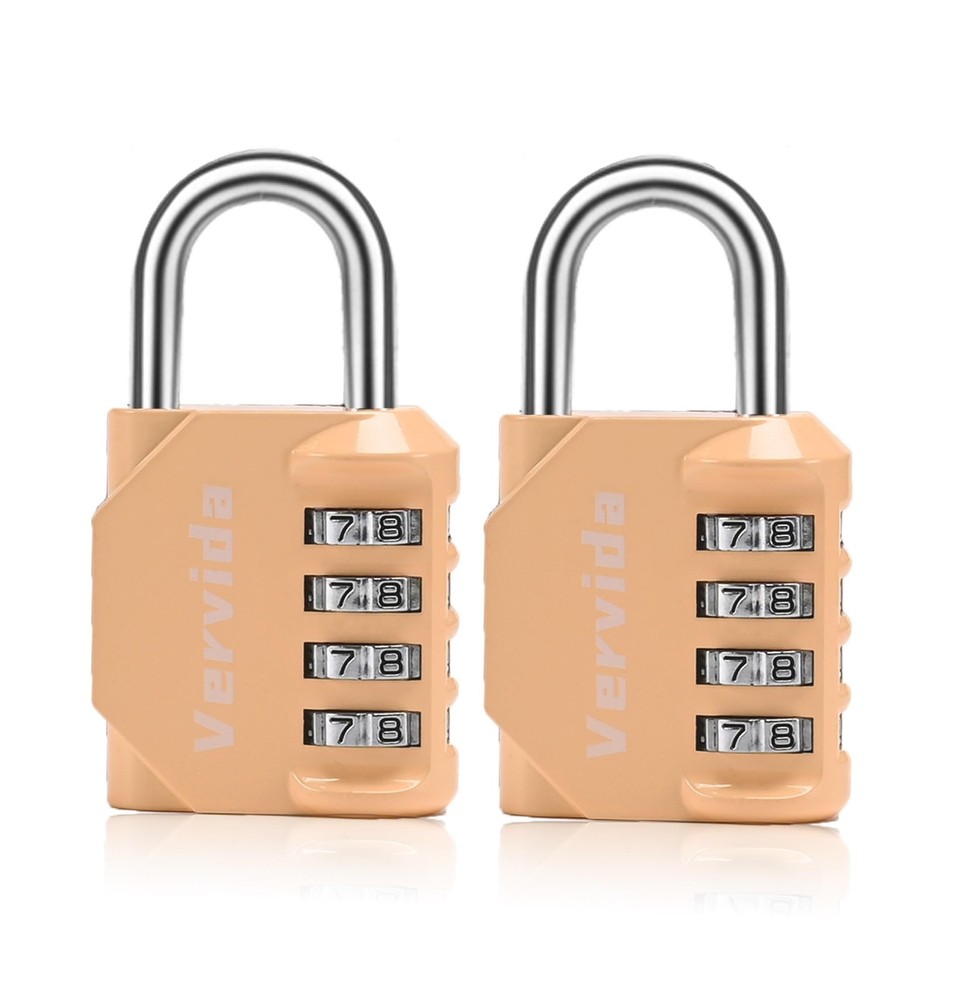Combination Lock Resettable Peachy-Pink 2 Pack 4 Digit Outdoor Waterproof Com...