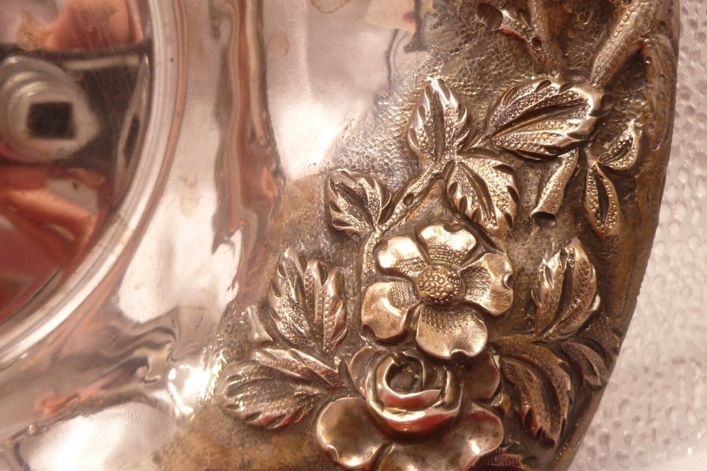 S. Kirk & Son Co #15 Repousse Sterling Silver Serving Bowl Flowers Pattern
