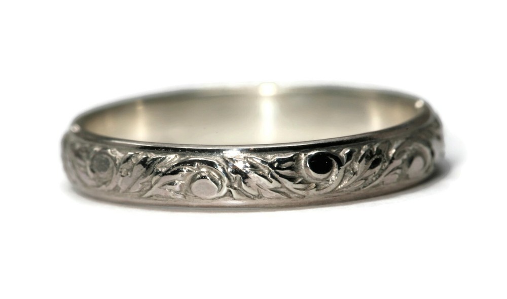 925 Sterling Silver Vine Pattern Band