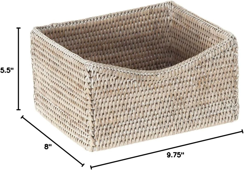 La Jolla Rattan Rectangular Shelf Basket, Storage Basket, Organizer Baskets, Kit