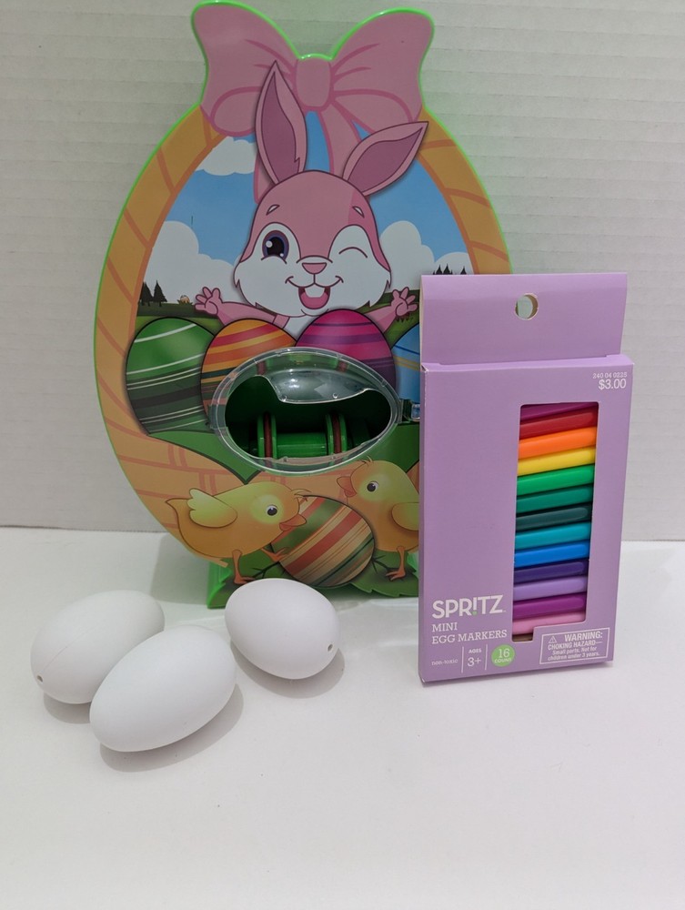 Easter Egg Dye Kit Spinner Machine Markers 3 Eggs Egg Decorating Kit