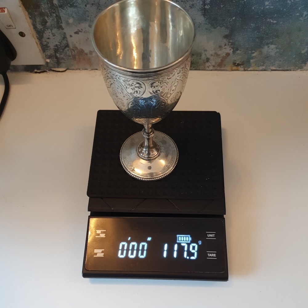 SOLID SILVER WINE GOBLET CUP 117.9gm BIRMINGHAM 1910