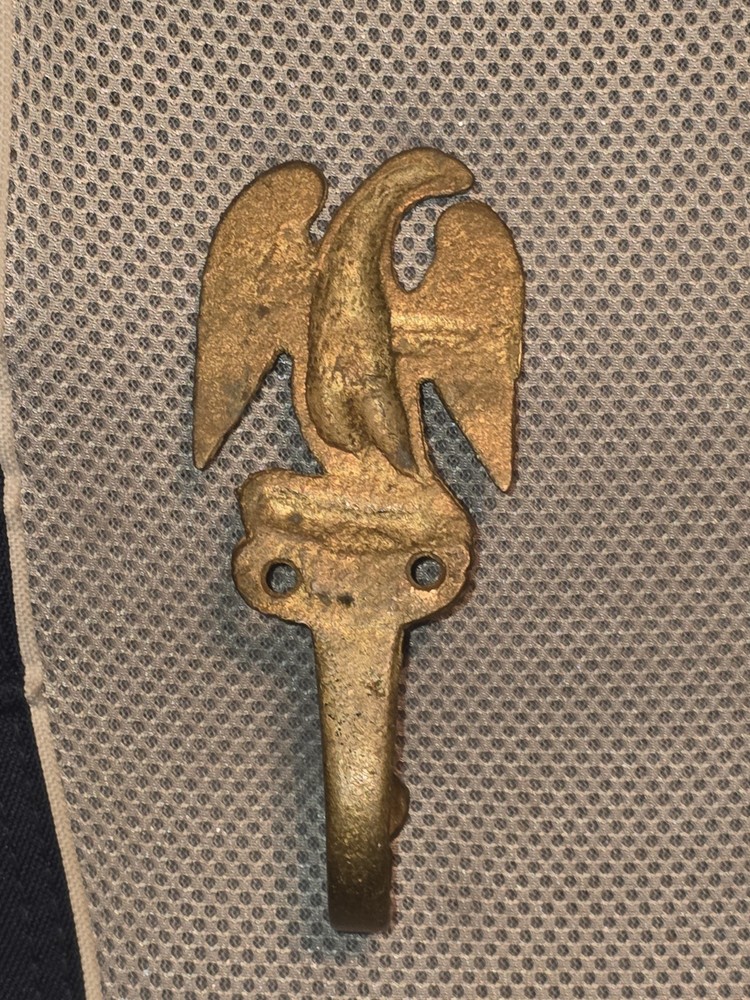 Antique Brass Eagle Hook Hanger Spread Winged Figural Architectural Hardware