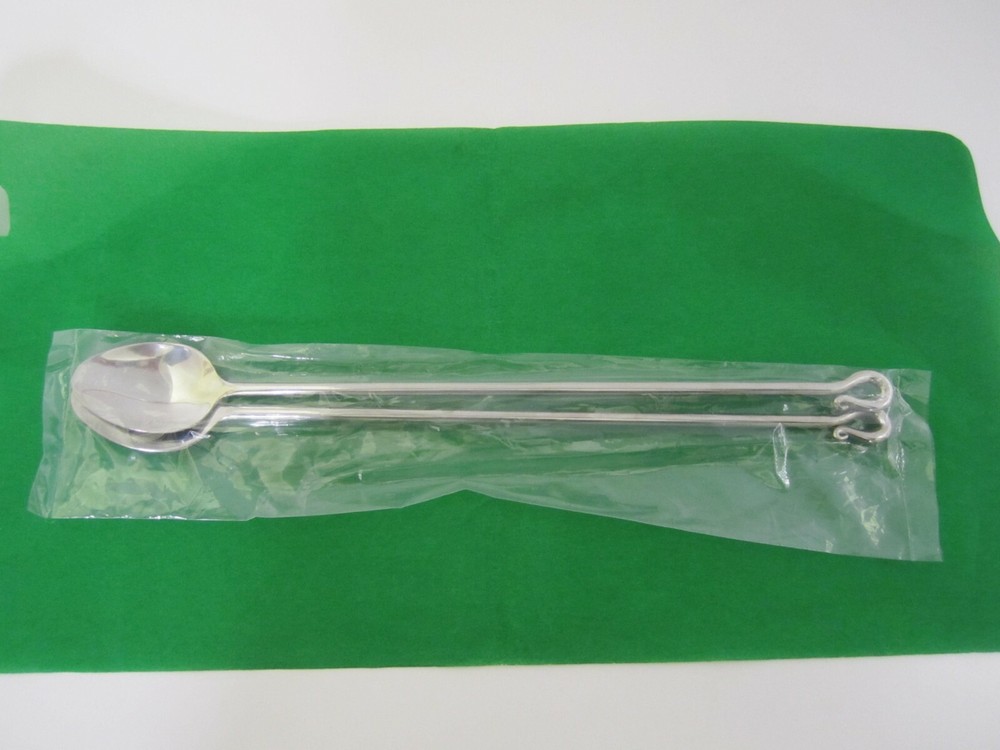 MYCO TABLEWARE 13” LONG STAINLESS BUFFET SPOONS SET OF TWO LOOP STYLE TIP - NEW