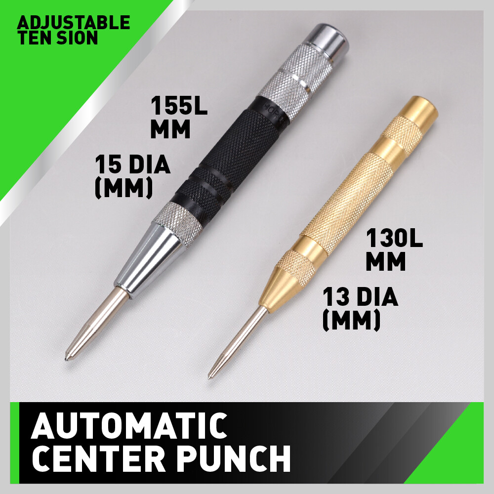 2 Super Strong Automatic Centre Punch Adjustable Spring Loaded Metal Drill TooL