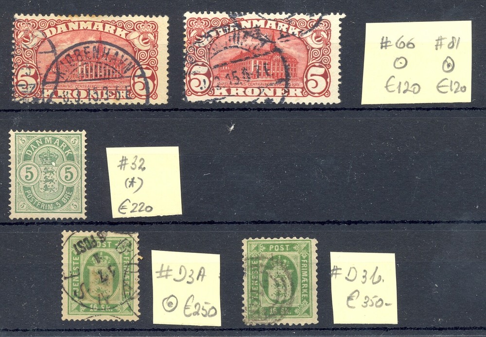 DENMARK 5 ST. CV € 1060 -(*)/0- MOST VF